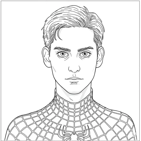 Classic Tobey Maguire Spider-Man Portrait Coloring Page