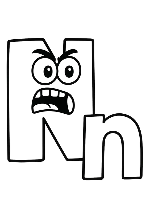 Angry Letter N Coloring Page
