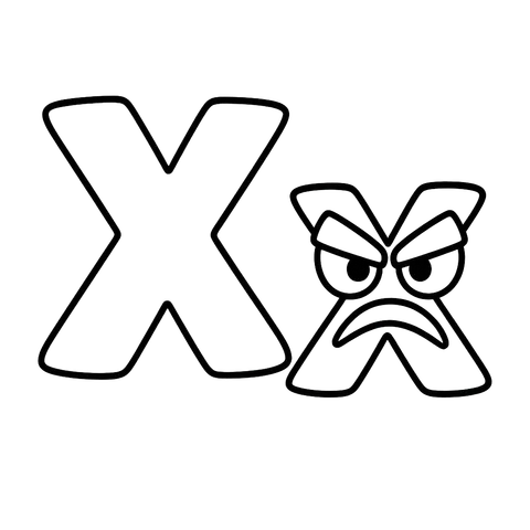 Angry Letter X Coloring Coloring Page