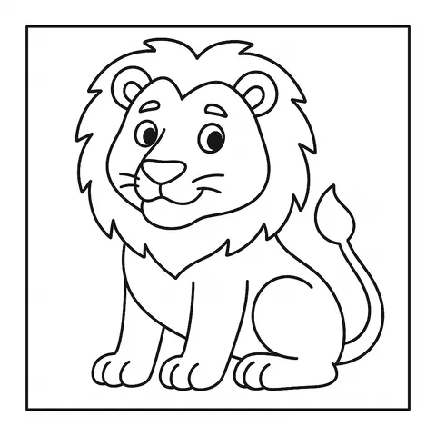 Cute Sitting Lion Coloring Page