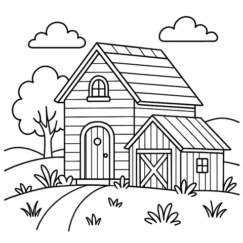 Country Barn Charm Coloring Page