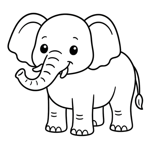 Cute Baby Elephant Coloring Coloring Page