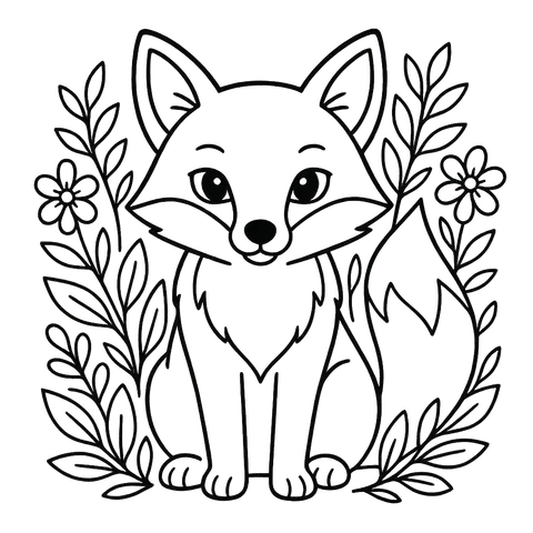 Cute Forest Fox Friend Coloring Page