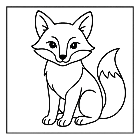 Adorable Fox Friend Outline Coloring Page