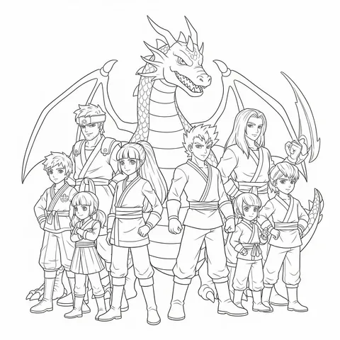 Dragon Warrior Team Power Coloring Page