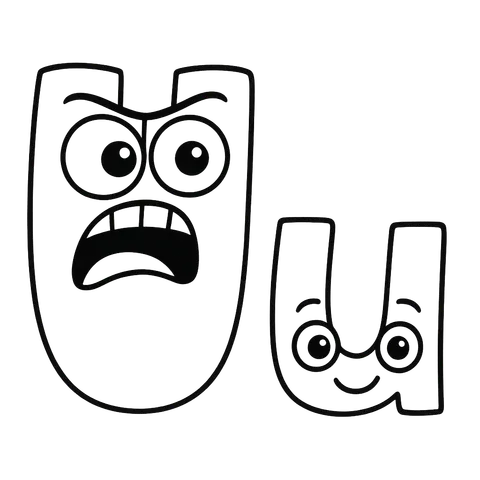 Expressive Letter U Friends Coloring Page