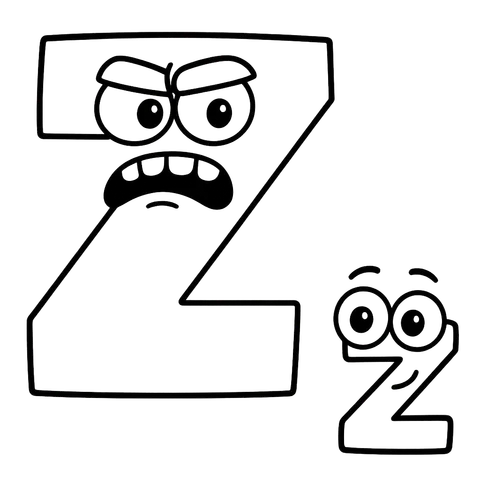 Expressive Letter Z Duo Coloring Page