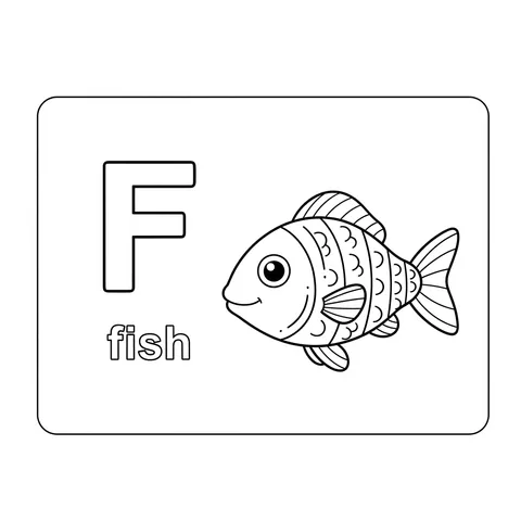 F is for Fish Fun Coloring Page