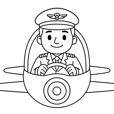 Friendly Sky Captain Coloring Page
