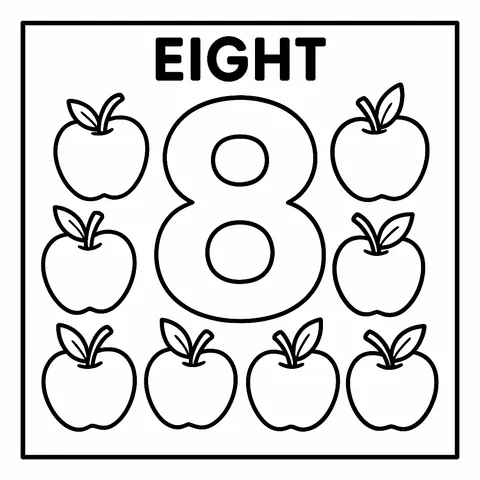 Fun With Number Eight Coloring Page