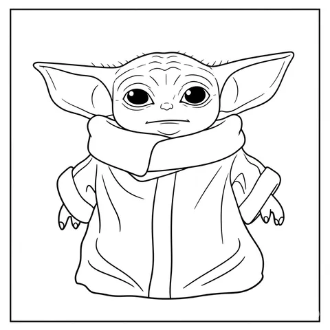 Cute Grogu Standing Still Coloring Page