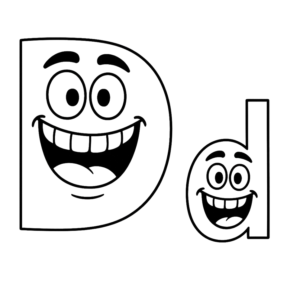 Happy Letter D Duo Coloring Page coloring page