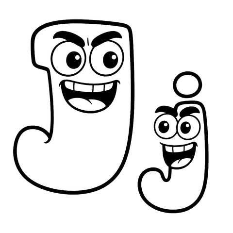 Jolly Letter J Characters Coloring Page