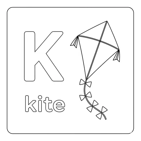 K is for Kite Fun Coloring Page