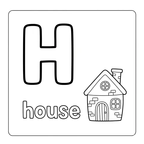 Letter H House Fun Coloring Page