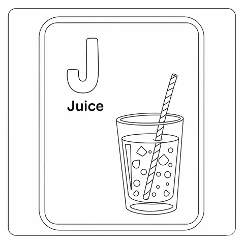 Letter J Juicy Refreshment Coloring Page