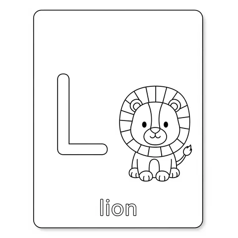 Letter L Lion Learning Coloring Page