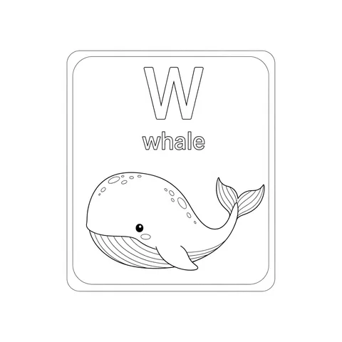 Letter W Whale Fun Coloring Page