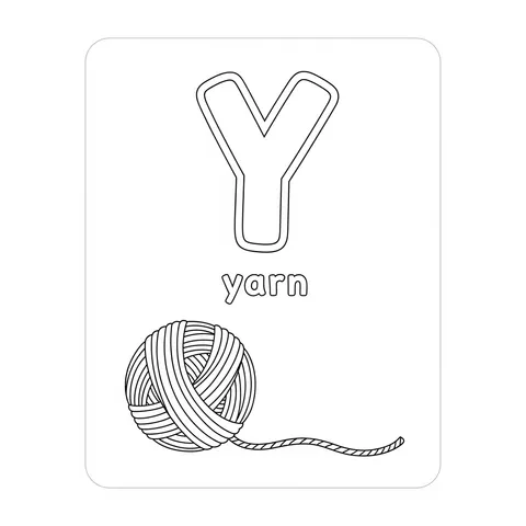 Letter Y for Yarn Coloring Page
