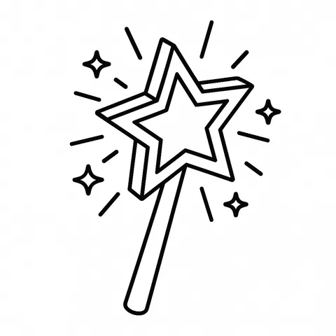 Magical Star Wand Sparkle Coloring Page