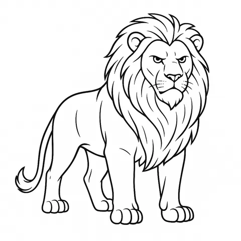 Majestic Lion Outline Coloring Page