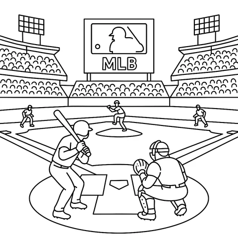 Major League Baseball Game Coloring Page
