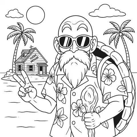 Master Roshi Island Fun Coloring Page