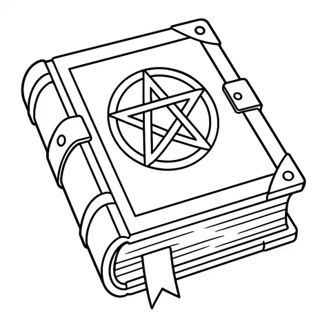 Mystical Tome of Spells Coloring Page