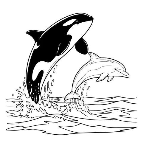Ocean Friends' Joyful Leap Coloring Page