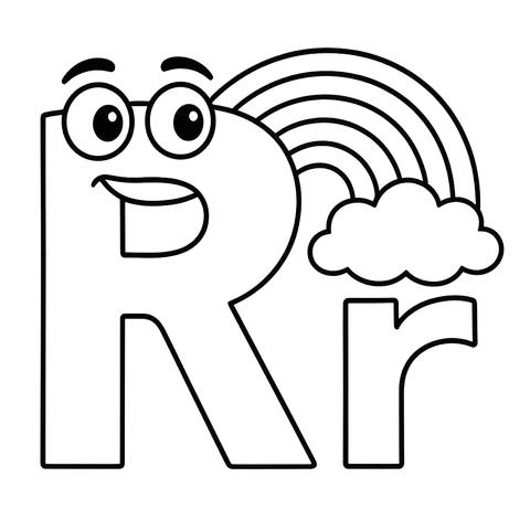 Radiant Rainbow Letter R Coloring Page