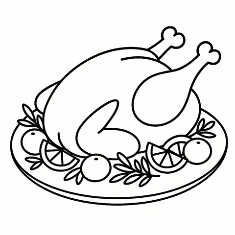 Roasted Turkey Platter Feast Coloring Page