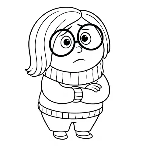 Inside Out Sadness Character Coloring Page