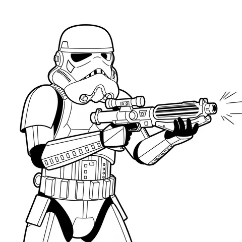 Stormtrooper Aiming Blaster Coloring Page