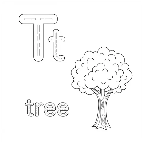 T is for Tree Coloring Page