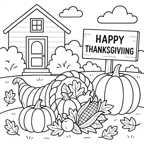 Thanksgiving Harvest Celebration Coloring Page