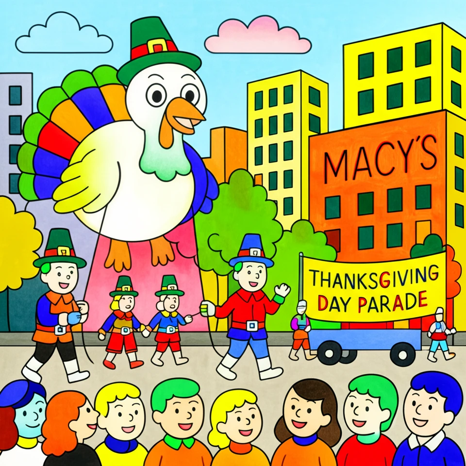 Thanksgiving Parade Spectacle Coloring Page colored reference