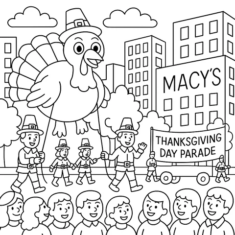 Thanksgiving Parade Spectacle Coloring Page