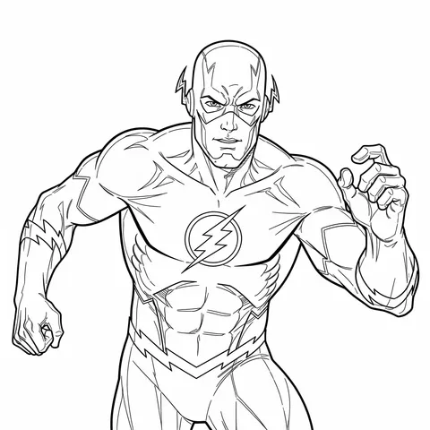 The Flash Action Pose Coloring Page