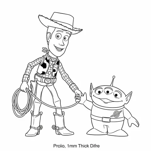 Woody and Alien Pals Coloring Page