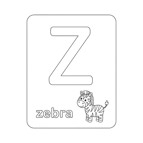 Z is for Zebra Coloring Page